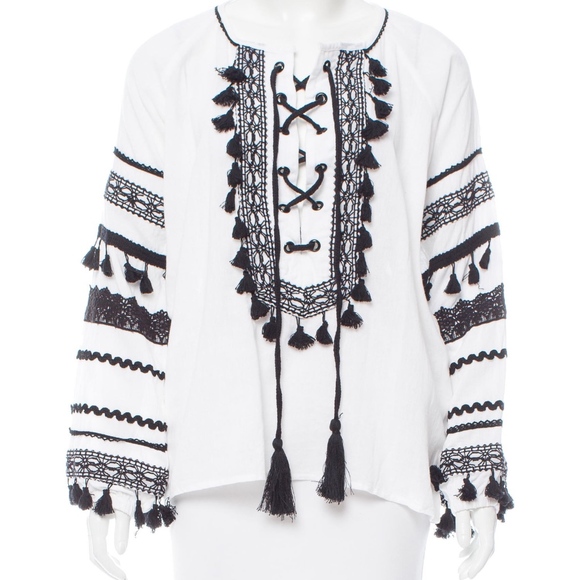 Dodo Bar Or Tops - Dodo Bar Or tassel Malala Lace up Top Sz M  New